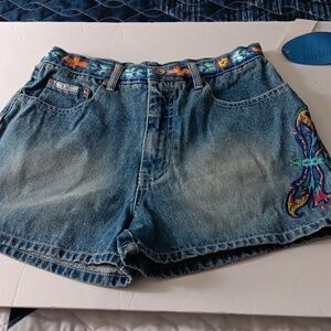 R.V.T. Serve Piping Hot Denim dragonfly shorts.  NWT Junior       Size 18 1/2